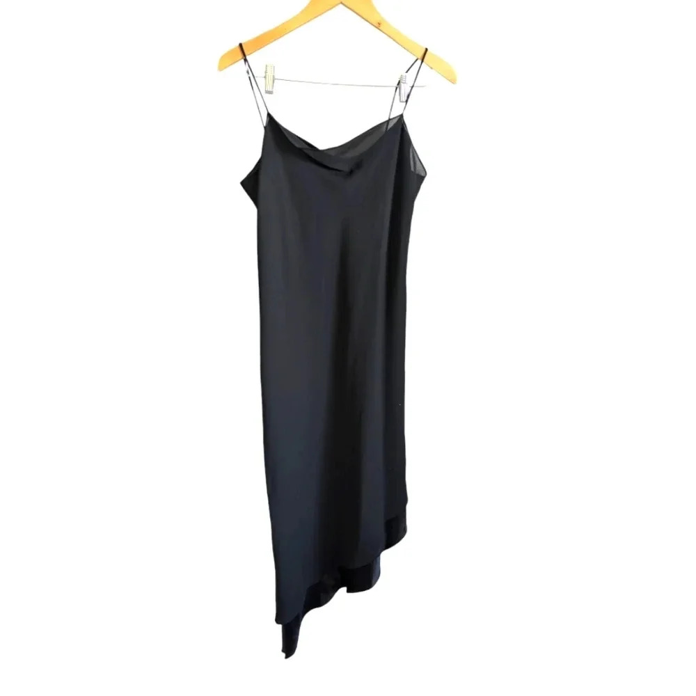 Positive Attitude Black Asymmetrical Slip Dress Size 12 Goth Whimsy Fairy Grunge